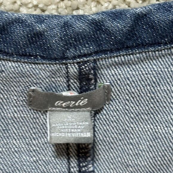 Aerie Chambray Shift Denim Dress Women's‎ Small Blue Lace Up Tassleed Peplum - Picture 8 of 12